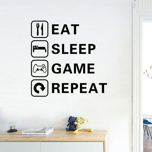 Cheers US Eat Sleep Game Wall Decal Gamer Boy Wall Stickers Vinyl