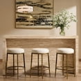 thumbnail image 5 of Morden Fort Hand-Hammered Metal Backless Counter Height Bar Stools Set of 2, Upholstered Cushion Bar Chairs, Compact Stools Set for Kitchen Island, Adjustable Footrests, Gold, 5 of 9