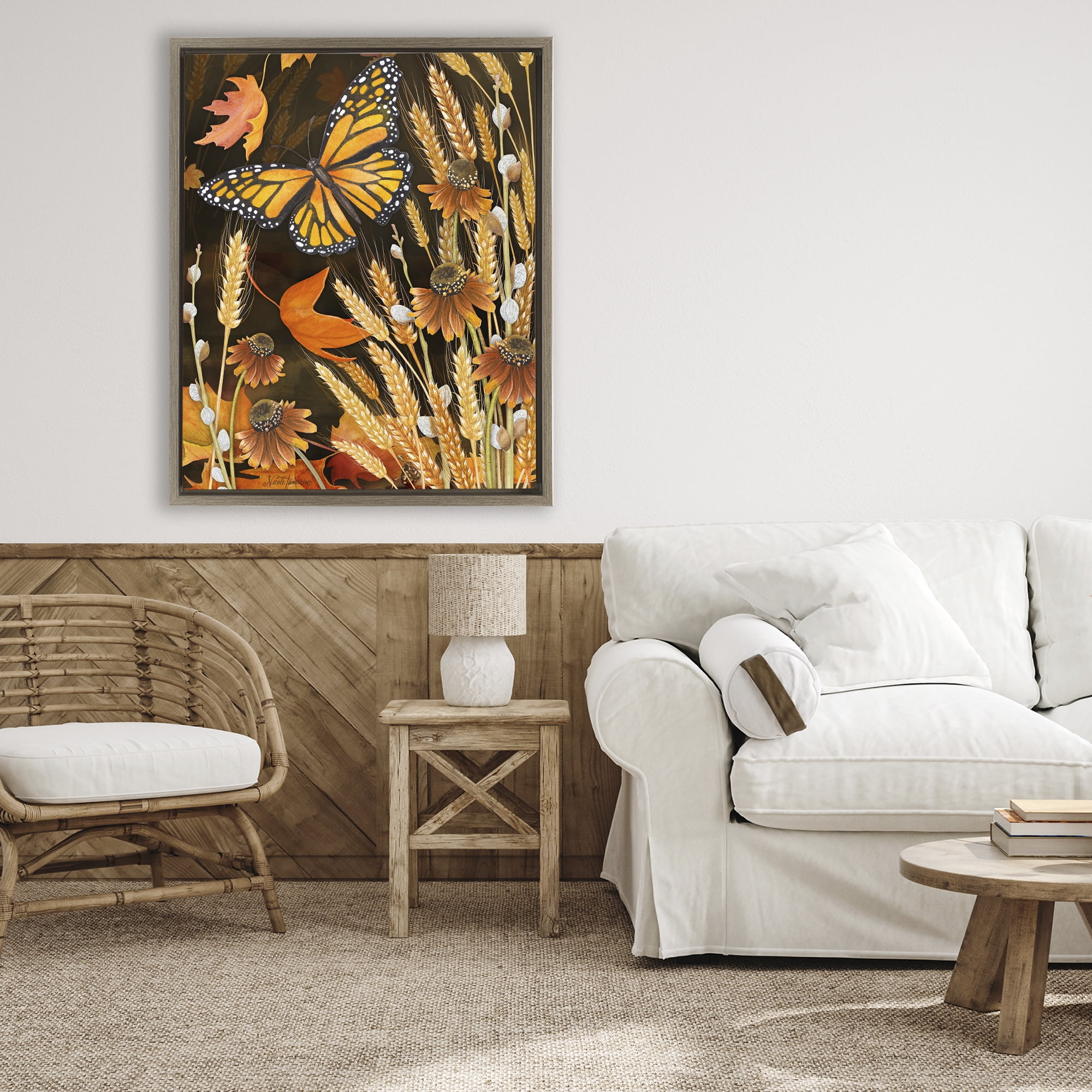 Stupell Industries Fall Motif Midnight Garden Brown Framed Floater Canvas Wall Art, design by Nicole Tamarin