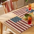 thumbnail image 4 of Retro Red Blue American Flag Placemats Set of 8 US Flag Vintage Stars Place Mats Indoor Wipeable Table Mats Washable Cloth Dining Table Placemats for Kitchen Holiday Party Home Decor 13x19 Inch, 4 of 9