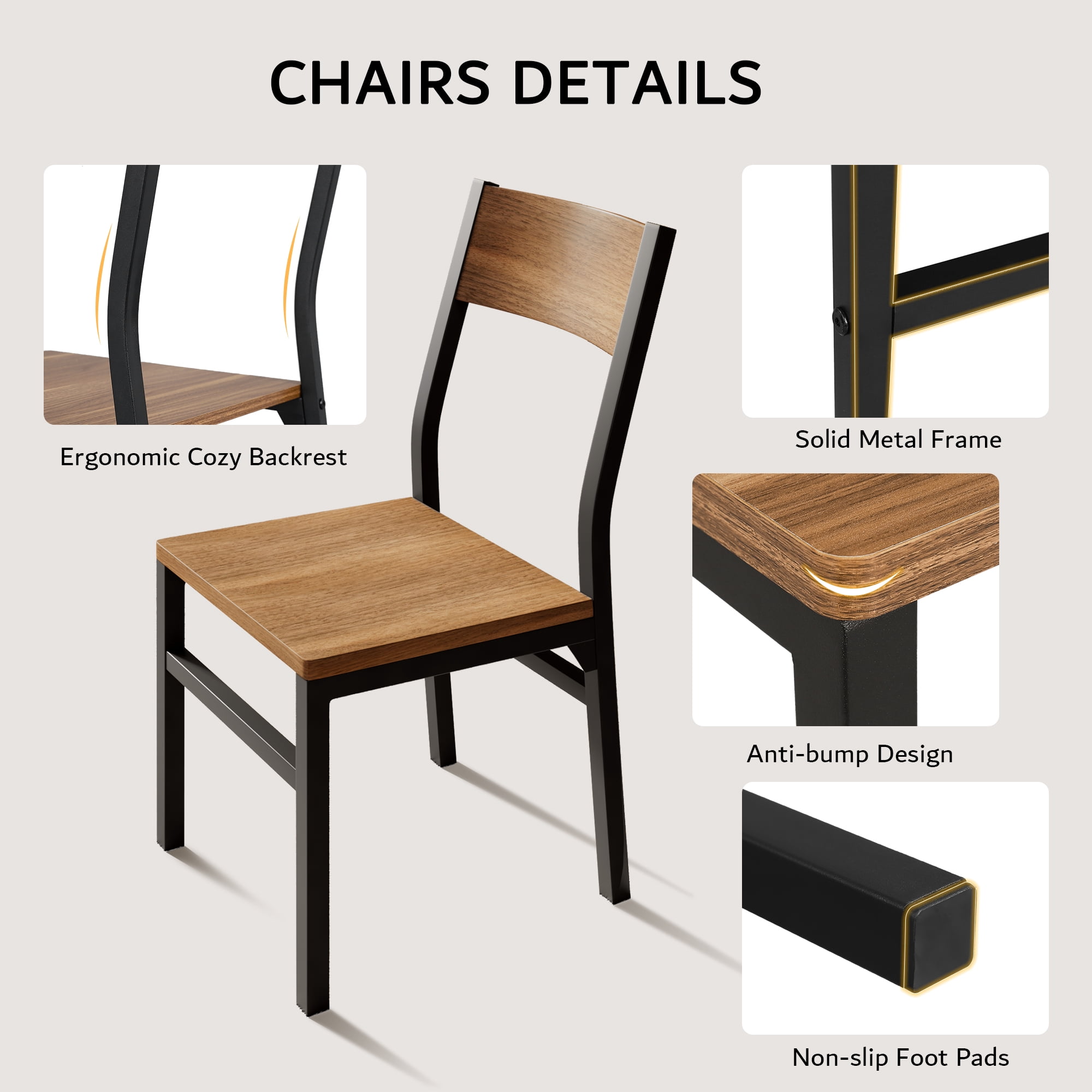 Virans 7-Piece Dining Table & Chairs Set for 4-6, 63" Extendable Kitchen Table with 6 Chairs, Dining Room Table with Metal Frame & MDF Board, Perfect for Small Space, Easy Assembly,Walnut