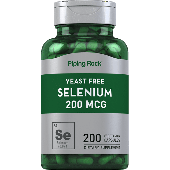 Yeast Free Selenium 200mcg | 200 Capsules | For Men and Women  | by Piping Rock
