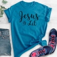 thumbnail image 2 of Jesus Is Lit Shirt, Unisex Women's Men's Shirt, Religious Clothing, Faith Shirt, Christian Shirt, Jesus Tee, Heather Blue, Medium, 2 of 6