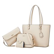 Women Trendy Retro Large Capacity Tote And Messenger Bag And Clutch And Wallet Fashionable Four Piece Set