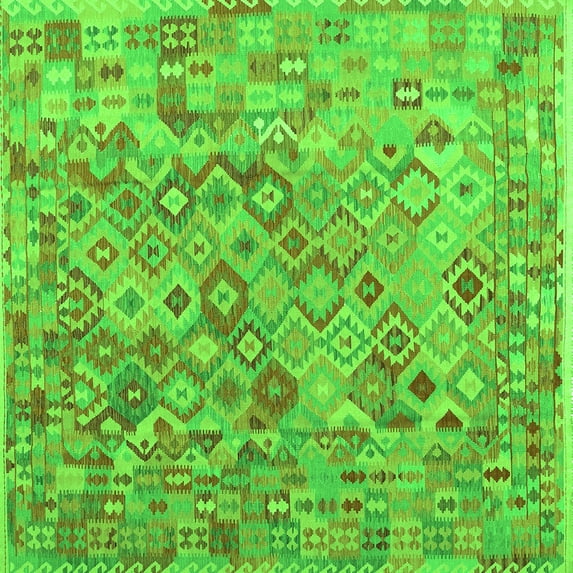 Ahgly Company Indoor Square Southwestern Green Country Area Rugs, 6' Square