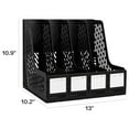 thumbnail image 3 of Deli Magazine File Book Holder, Sturdy Desktop Organizer, File Sorter Desktop File Folder Organizer Rack for Envelopes Mail Letter Paper Notebook, 4 Compartments, Plastics, Black, 3 of 10