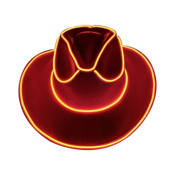 SPOORYYO LED Cowboy Hat Adjustable Brightness Flashing Model Hats for Camping Running and Party Fashionable Jeans Hat, Yellow