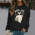thumbnail image 2 of Halloween Sweatshirts for Women Funny Leopard Cute Boo Jee Ghost Long Sleeve Blouses Fall 2025 Y2k Crewneck Pullover Tops Black M, 2 of 5