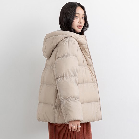 YAYA Women's Fashion Down Jacket Hooded Winter Coat Two-way Zip Down Jacket