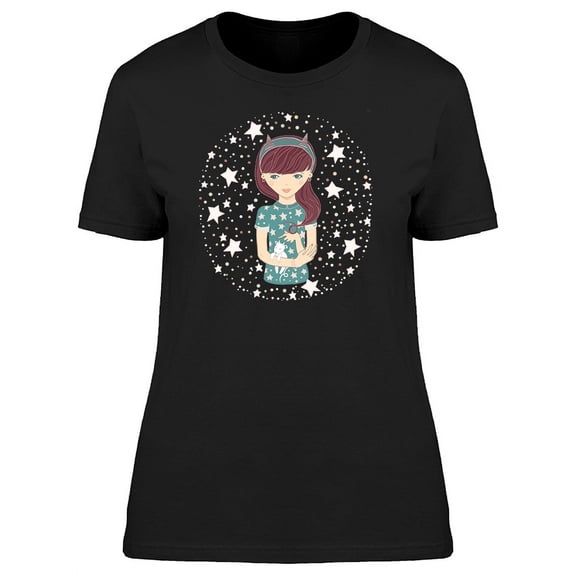 Zodiac Capricorn Girl Cartoon T-Shirt Women -Image by Shutterstock, Female Large