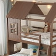 thumbnail image 5 of Harper & Bright Designs Twin over Full House Bunk Bed with Wardrobe and Storage Shelves, Wood Bunk Bed Frame with Ladders and Slides, Antique Natural, 5 of 14