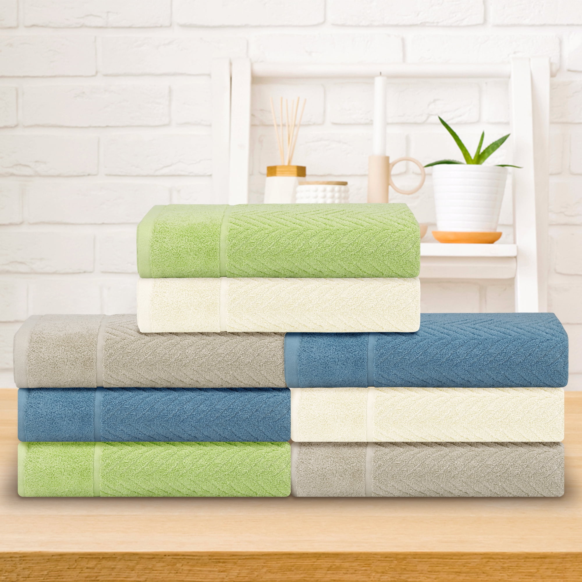 Unique Bargains 100% Cotton 2 Pack Solid Bath Towels Quick Dry and Absorbent Blue