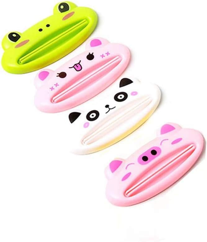 4 pcs Cartoon Animal Plastic Toothpaste Squeezer, Plastic Frog Cat
