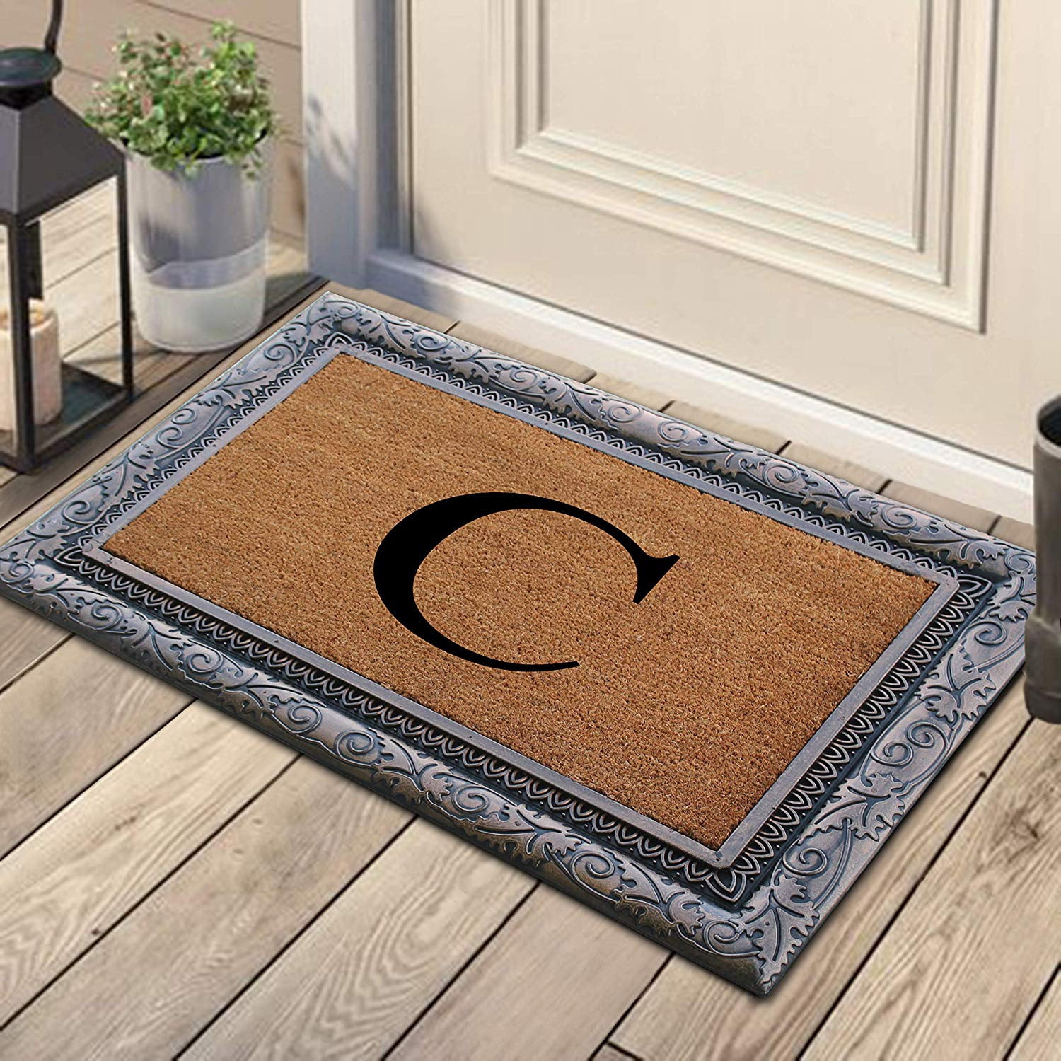 A1HC First Impression Rubber and Coir Albena 24" X 36" Bronze Finished Heavy Duty Monogrammed Doormat