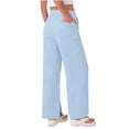 thumbnail image 2 of GiLiling Girls Cotton Linen Pants Wide Leg Drawstring Elastic High Waist Pants Teen Summer Casual Loose Lightweight with Pockets (Sky Blue, 14-15 Years), 2 of 9