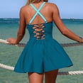 thumbnail image 7 of Xijirk One Piece Swimsuit Women,Color Swimwear Skirted Bottom with Side Pockets Bathing Suit Comfortable Flowy One Piece Swimsuit Practical Swimwear for Beach Pool,Swimsuit for Women,XL,Blue, 7 of 7