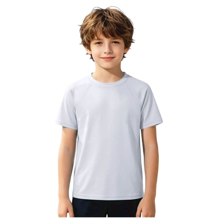 Tigivemen Boys Short Sleeve T Shirts Kids Summer Tops Casual Sports Athletic Tees Round Neck T-Shirts Light Purple 2-3 Years