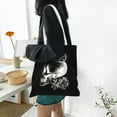 thumbnail image 6 of DouZhe Reusable Grocery Bags, Death Skeleton Skull Rose Lightweight Polyester Canvas Cloth Tote Bag for Travle Gym Shopping School, 15" x 16", 6 of 7