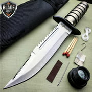 10" TACTICAL SURVIVAL Rambo Hunting FIXED BLADE KNIFE Outdoor Camping Bowie w/ SHEATH