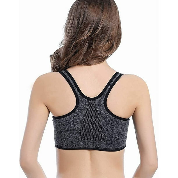 Yeacher Women Sports Bra Racer Back Strappy Hook-and-eye Closure Removable  Padded Athletic Workout Yoga Crop Tops 