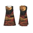 thumbnail image 7 of Fotbe Lunar Mountains Golden Rivers Pattern Women’s Summer Tank Midi Dress – Sleeveless A-Line Dress, Floral T-Shirt Dress, Casual Flowing Beach Sundress, 7 of 7
