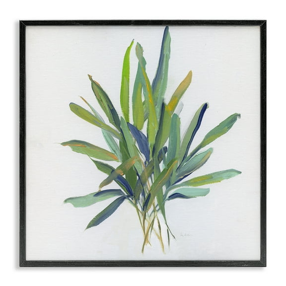 Stupell Industries Layered Leaf Sprigs Plants & Flowers Painting Black Framed Art Print Wall Art, 12 x 12