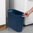 thumbnail image 2 of Small Trash Can, Slim Garbage Can Plastic Waste Basket with Handles 3.5 Gallon Container Bin for Narrow Spaces Bathroom, Bedroom, Kitchen, Office at Home, 2 Pack Teal Blue, 2 of 6