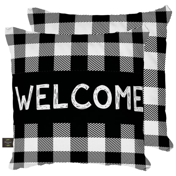 Briarwood Lane Black Checkered Welcome Everyday Decorative Pillow