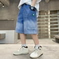 thumbnail image 4 of Whouriu Boys Summer Denim Shorts Wide-Leg Pull-On Jean Shorts with Elastic Waist, Sizes 5-16, 4 of 6