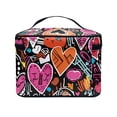 thumbnail image 4 of HELLHERO Cosmetic Travel Bag Heart Graffiti Design Cosmetic & Toiletry Organizer Portable Polyester Beauty Brush Holder, 4 of 6