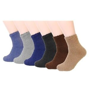 

New Lot 6 Pairs Men Cozy Fuzzy Winter Warm Slipper Quarter Crew Socks Home Towel