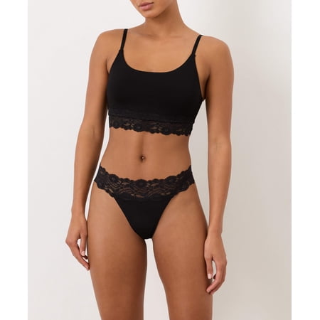 Pact Organic Cotton Women's Lace Waist Thong Underwear, 4 Pack