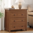 thumbnail image 3 of FANRAL 3 Drawer Farmhouse Nightstand,Wooden End Table with Anti-Tip Safety Design,Storage Bedside Table for Bedroom Living Room,Walnut Night Stand, 3 of 7