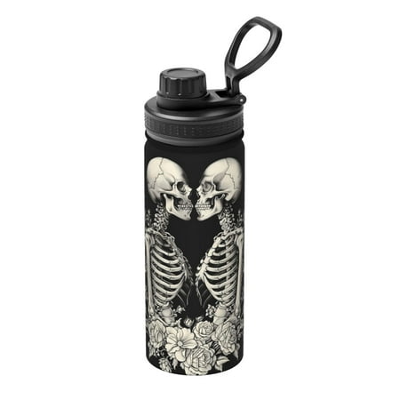 

Gaeub Skeletons Love Flowers Print Stainless Steel Water Bottle 18oz Sports Insulated Kettle for Women Men Suitable as a Gift
