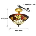 thumbnail image 6 of Kiven 13.8in Plug-in Flush Mount Ceiling Light Fixture, 3-Light Anti Glare Close to Ceiling Light with 15FT Cord, Tiffany-Style Glass Chandelier Dimmable for Bedroom Kitchen Hallway(No.3198), 6 of 7