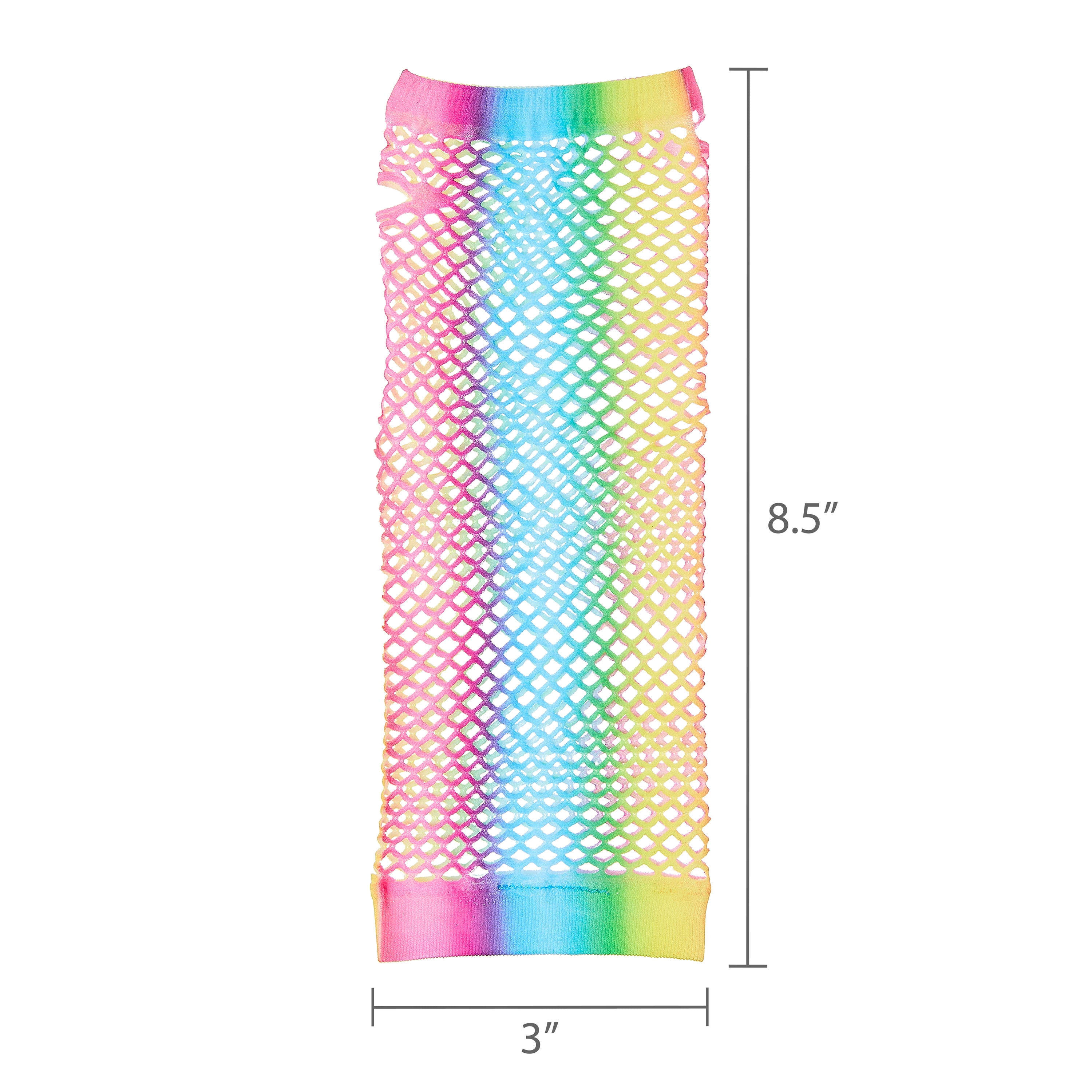 Multicolor Rainbow Fishnet Gloves, for Adult Females, One Size Fits Most, by Way To Celebrate