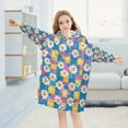 thumbnail image 5 of FORMRS Wearable Blanket Hoodie with Sleeves for Kids Cozy Flannel Sweatshirt, Blue Checkered Daisy, 5 of 7