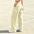 thumbnail image 6 of BRELIL Women's Cargo Pants Elastic Waist with Pockets Casual Loose Long Trousers Streetwear Activewear Party Outfits, Beige M, 6 of 8