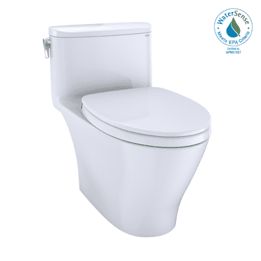 TOTO® Nexus® One-Piece Elongated 1.28 GPF Universal Height Toilet with CEFIONTECT® and SS124 SoftClose Seat, WASHLET®  Ready, Cotton White - MS642124CEFG#01