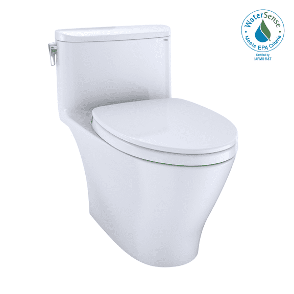 TOTO® Nexus® One-Piece Elongated 1.28 GPF Universal Height Toilet with CEFIONTECT® and SS124 SoftClose Seat, WASHLET®  Ready, Cotton White - MS642124CEFG#01