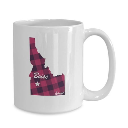 

Idaho Buffalo Plaid With Customized City Option White Gift coffee mug Miss Missing You Long Distance Personalized Friendship Penpal