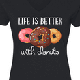 thumbnail image 4 of Inktastic Life is Better with Donuts Women's V-Neck T-Shirt, 4 of 5