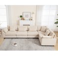 thumbnail image 4 of 146’‘ Oversized Corduroy Modular Sectional Sofa, Comfy Deep 5 Seat Couch, L-Shaped Corner Sectional Couch with 5 Throw Pillow, Large Upholstered Furniture for Living Room, 4 of 7