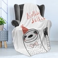 thumbnail image 4 of Birthday Soft Flannel Fleece Throw Blanket, Sloth Self Portrait Smiling Face with a Bow Tie Click Shoot Speckles Hand Drawn, Cozy Plush for Indoor and Outdoor Use, 50" x 60", Multicolor, by Ambesonne, 4 of 5