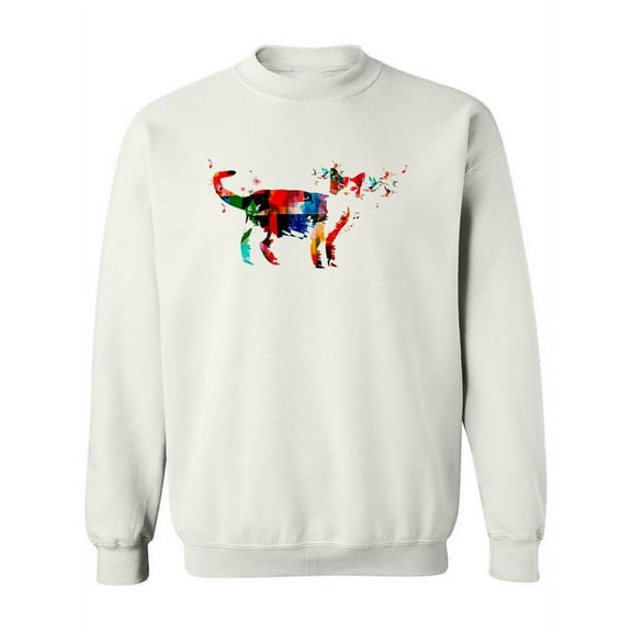 Colorful  Cat Design  Sweatshirt Women -Image by Shutterstock, Female Large