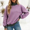thumbnail image 2 of uvwlwu Women's Hoodless Pullover Sweatshirt Split Collar Long Sleeve Loose Fit Modern Casual Comfort,XL, 2 of 4