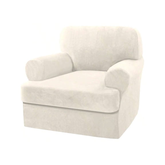 Sofa Cover 2 Piece T Cushion Armchair Slipcovers Thick Veet Couch Cover Furniture Protector Stretch T Cushion Sofa Covers For 1 Cushion Couch With 1 Individual T Cushion Covers Ivory
