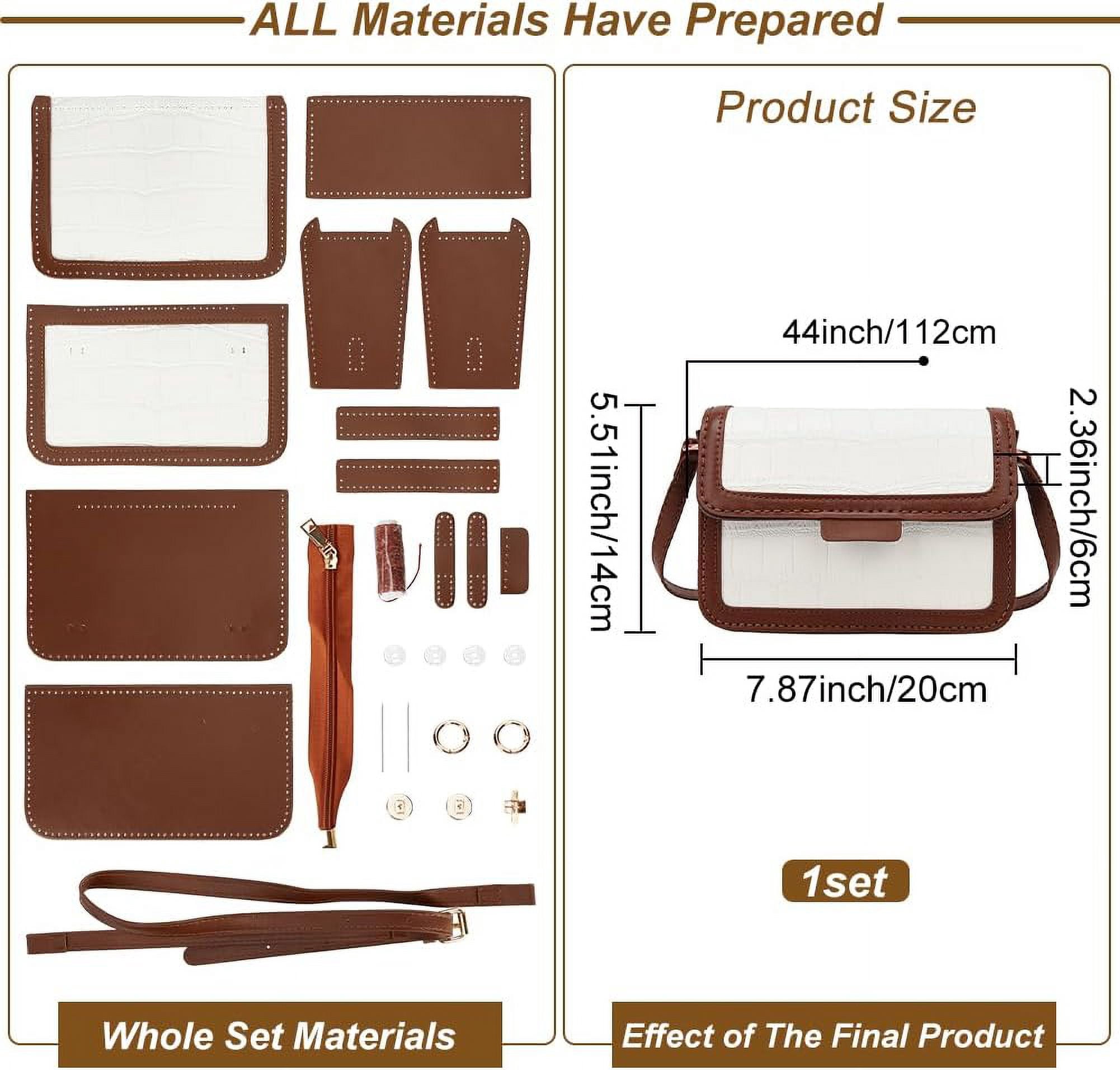 DIY Shoulder Bag Making Kit PU Leather Handbag Sewing Kit Women Crossbody Purse Making All Materials Needlepoint Kit Fashion Handicraft Bag Making Birthday Gift 7.8x5.5x2.3 Inch Black DIY