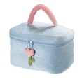 thumbnail image 1 of Bolsa de maquillaje de pana Unique Bargains grande acolchada con patrón de flor de tulipán azul, 1 of 1