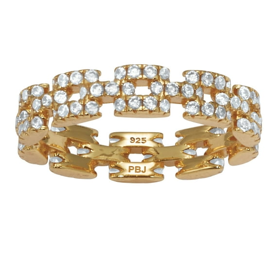 PalmBeach Jewelry 1.08 TCW Round Cubic Zirconia Yellow Gold-Plated Sterling Silver Eternity Ring